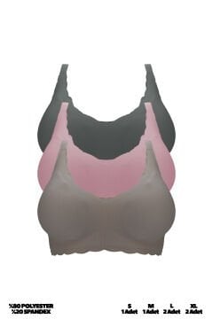 Umt 81 (S-M-L-XL) Lazer Kesim Bayan Sütyen 6'lı