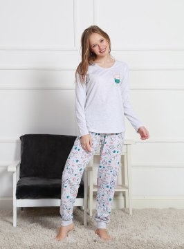 Vienetta 4636 Uzun Kollu Bayan Pijama Takımı