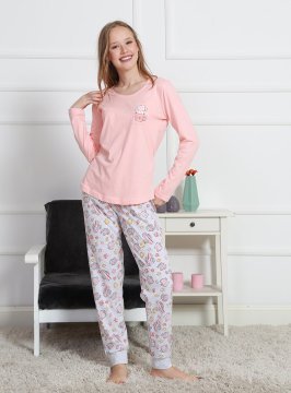 Vienetta 4636 Uzun Kollu Bayan Pijama Takımı