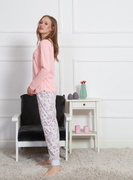 Vienetta 4636 Uzun Kollu Bayan Pijama Takımı