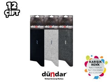 Dündar 003-2 Dikişsiz Erkek Likralı Penye Çorap 12'li