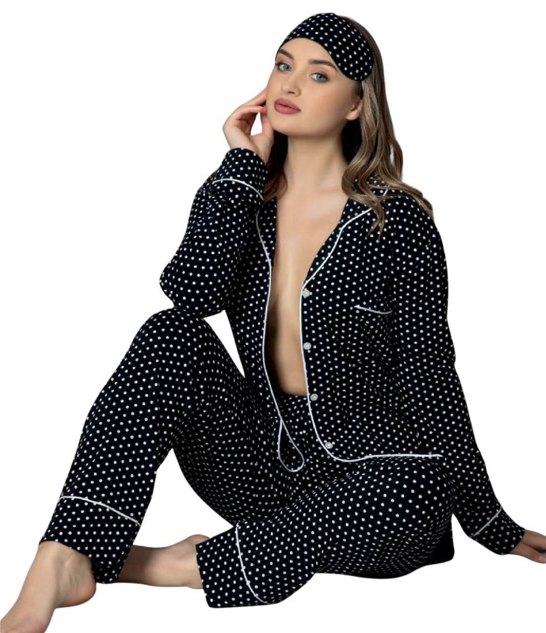 Tekten 7820 Uzun Kollu Düğmeli Bayan Pijama Takımı