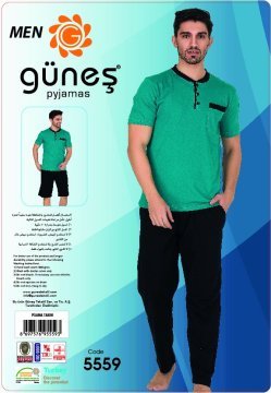 Güneş 5559 Kısa Kollu 3'lü Erkek Pijama Takımı