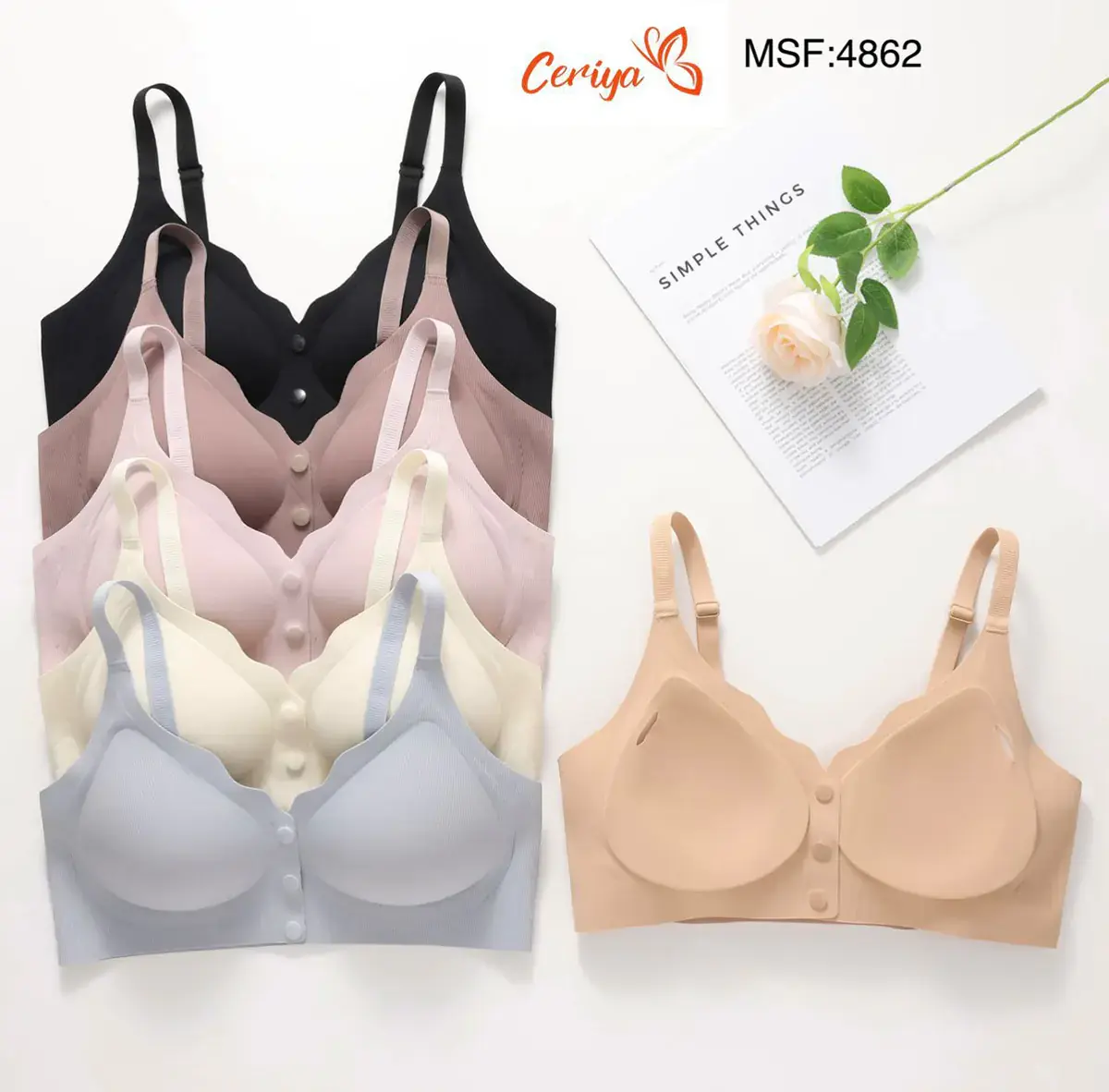 Ceriya 4862 (M-L-XL-XXL) Zero Gram Lazer Kesim Bayan Sütyen 6'lı