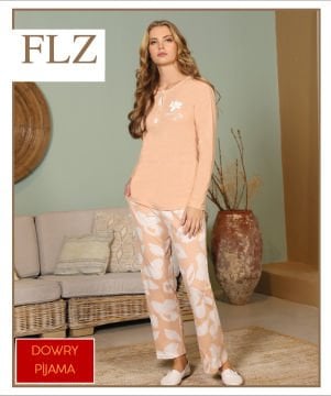 Flz 89-91 Bayan Uzun Kollu Pijama Takımı (S-M-L-XL) 4'lü
