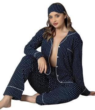 Tekten 7800 Uzun Kollu Düğmeli Bayan Pijama Takımı
