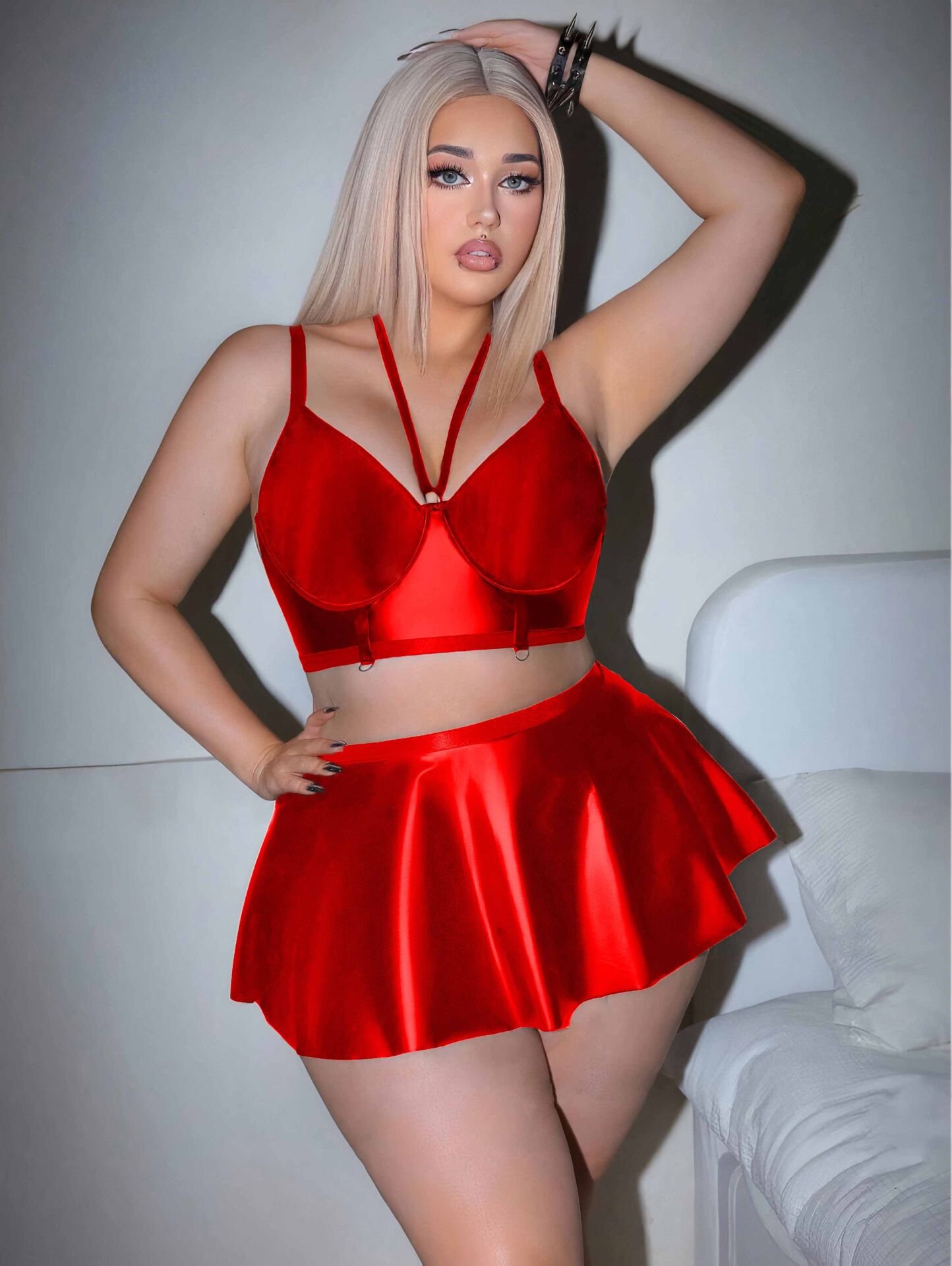 Passione 40022 Büyük Beden Deri Erotik Gecelik