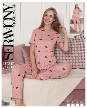 Seramony 562 (S-M-L-XL-XXL) Bayan Jakarlı  Kısa Kollu Pijama Takımı 4'lü