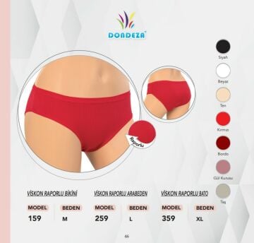 Dondeza 159 Viskon Fitilli Raporlu Bayan Bikini 12'li