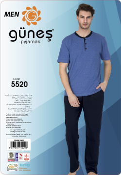 Güneş 5520 Kısa Kollu Erkek Pijama Takımı