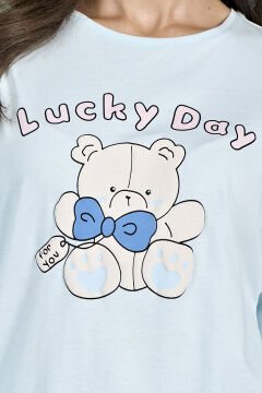 Pijadore 1947 (M-L-XL-XXL) Uzun Kollu Bayan Pijama Takım 4'lü MAVİ - M-L-XL-XXL