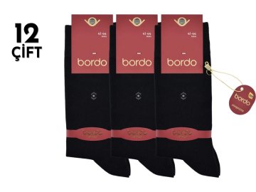 Bordo 1001 Dört Mevsim Modal Dikişsiz Erkek Çorap 12'li