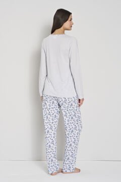 Pijadore 1906 (M-L-XL-XXL) Uzun Kollu Bayan Pijama Takım 4'lü MAVİ - M-L-XL-XXL