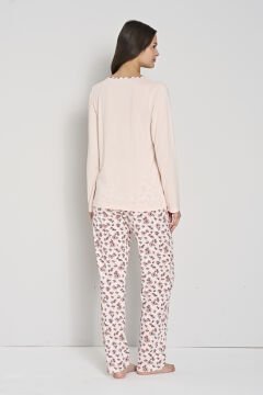Pijadore 1906 (M-L-XL-XXL) Uzun Kollu Bayan Pijama Takım 4'lü PEMBE - M-L-XL-XXL