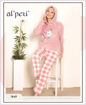 Alperi 79-57 Polar Bayan Uzun Kollu Pijama Takımı 4'lü