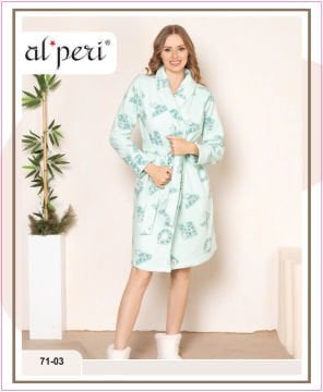 Alperi 71-03 Velsoft Bayan Uzun Kollu Sabahlık 4'lü