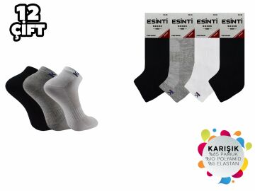 Esinti 19-5 %100 Pamuk Erkek Penye Patik 12'li