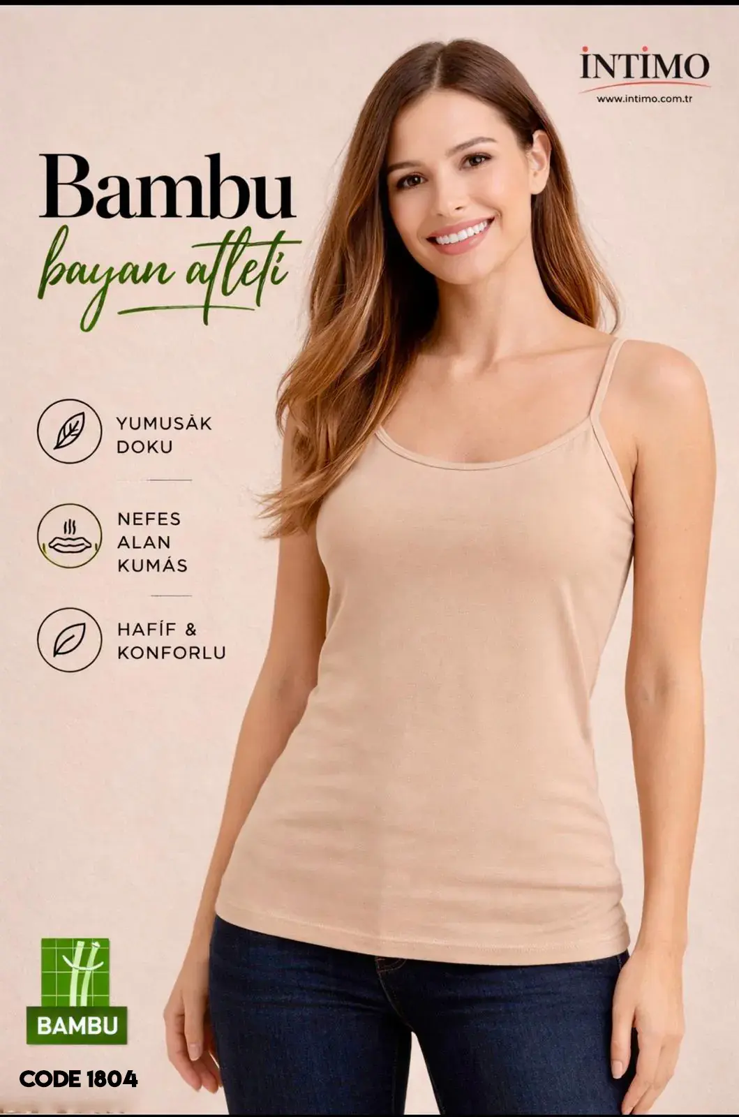 İntimo 1804 (S-M-L-XL) Bambu Bayan İp Askılı Atlet 6'lı