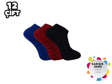 Esinti Bayan Ters Havlu Patik 12'li