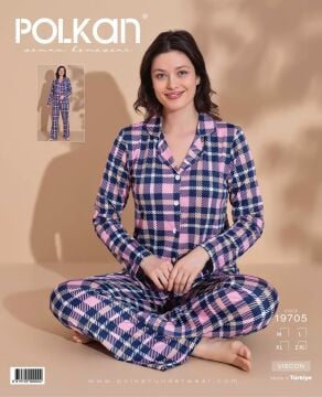 Polkan 19705 Viskon Uzun Kollu Bayan Pijama Takım 4'lü