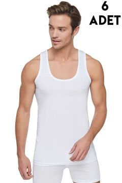 Tutku 0101 Erkek Beyaz Penye Atlet 6'lı