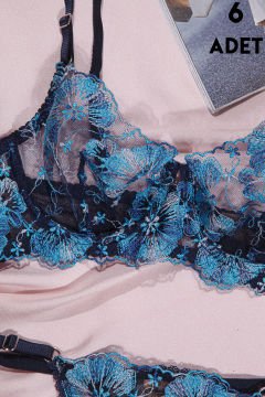 Aysemin Brodeli 7008 B Cup Balenli Desteksiz Bayan Sütyen Takım 6'lı