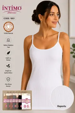 İntimo 1801 (S-M-L-XL) Raporlu Bayan İp Askılı Atlet 6'lı