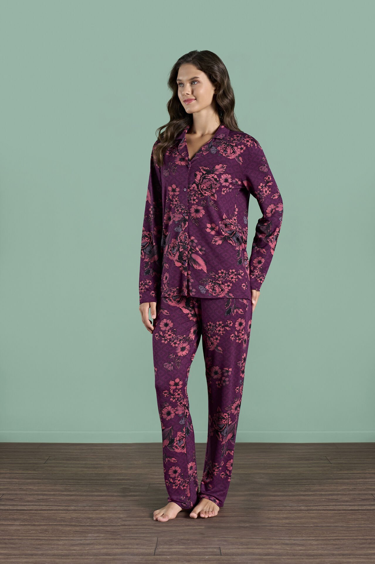 Pijadore 1999 (M-L-XL-XXL) Uzun Kollu Bayan Pijama Takım 4'lü