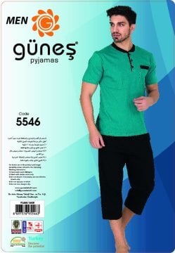 Güneş 5546 Kısa Kollu Kaprili Erkek Pijama Takımı
