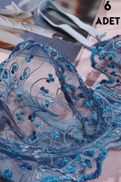 Aysemin Brodeli 7012 B Cup Balenli Desteksiz Bayan Sütyen Takım 6'lı