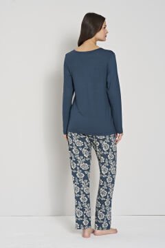 Pijadore 1904 (M-L-XL-XXL) Uzun Kollu Bayan Pijama Takım 4'lü LACİVERT - M-L-XL-XXL