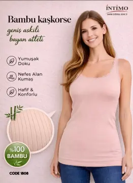 İntimo 1808 (S-M-L-XL) Bambu Bayan Kaşkorse Geniş Askılı Atlet 6'lı