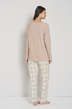 Pijadore 1902 (M-L-XL-XXL) Uzun Kollu Bayan Pijama Takım 4'lü KAHVE - M-L-XL-XXL