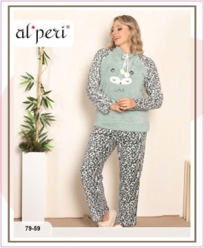Alperi 79-59 Polar Bayan Uzun Kollu Pijama Takımı 4'lü