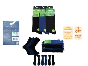 Bolero E-72 (41-45 NO) Erkek Bambu Çorap 12'li