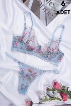 Aysemin Brodeli 7006 B Cup Balenli Desteksiz Bayan Sütyen Takım 6'lı
