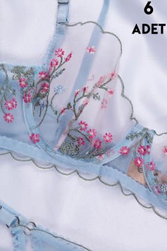 Aysemin Brodeli 7006 B Cup Balenli Desteksiz Bayan Sütyen Takım 6'lı