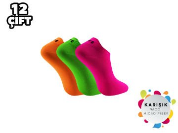 Milano19 Karışık Mikro Bayan Patik Çorap 12'li