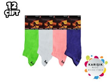 Milano19 Karışık Mikro Bayan Patik Çorap 12'li