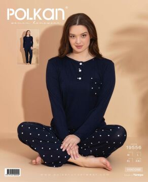 Polkan 19556 Viskon Uzun Kollu Bayan Pijama Takım 4'lü