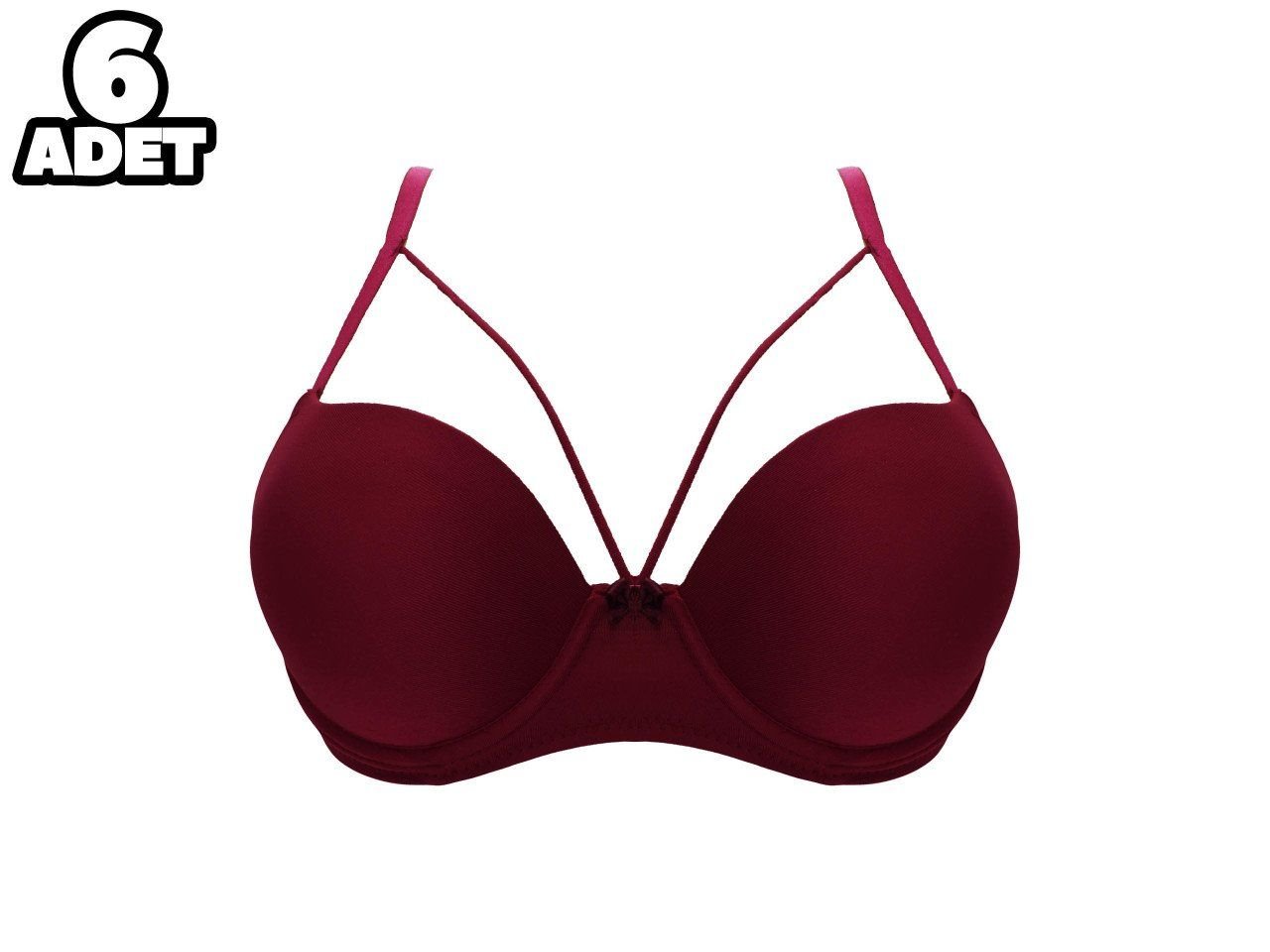 Liza 2010 Bordo Balenli Duble Destekli Sütyen 6'lı