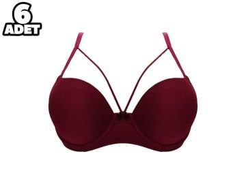 Liza 2010 Bordo Balenli Duble Destekli Sütyen 6'lı