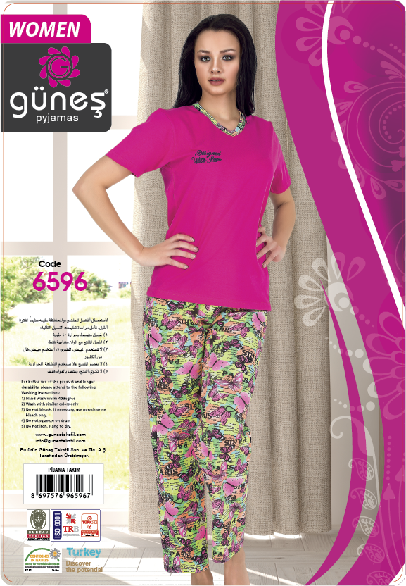 Güneş 6596 Kısa Kollu Bayan Pijama Takımı