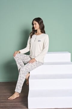 Pijadore 1978 (M-L-XL-XXL) Uzun Kollu Bayan Pijama Takım 4'lü