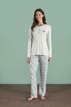 Pijadore 1978 (M-L-XL-XXL) Uzun Kollu Bayan Pijama Takım 4'lü