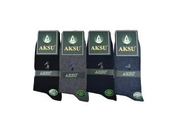 Aksu Yeşil Kutulu Likralı Soft Dikişsiz Erkek Garson Çorap 12'li