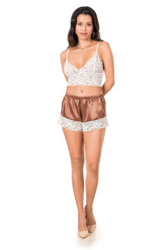 Moongirl 313 Bayan Saten Şortlu Takım