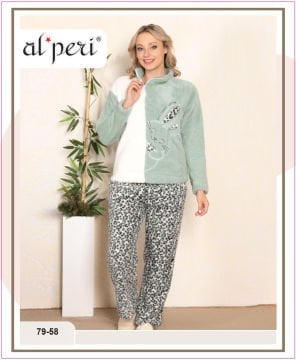 Alperi 79-58 Polar Bayan Uzun Kollu Pijama Takımı 4'lü
