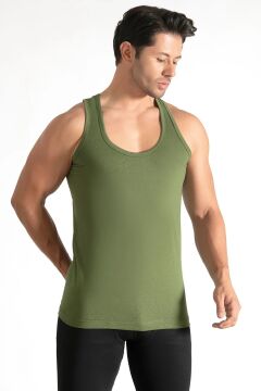 Seher 0001 Renkli Erkek Penye Atlet 6'lı HAKİ - 6/XXL