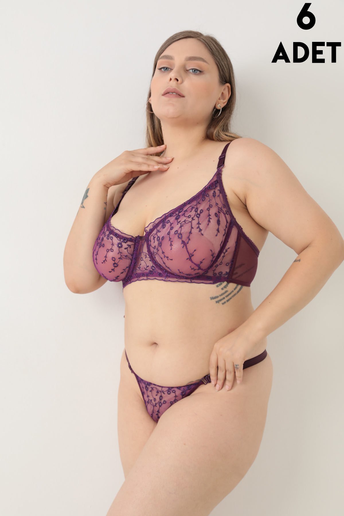 Love Secret Brodeli 5009 C Cup Balenli Desteksiz Bayan Sütyen Takım 6'lı